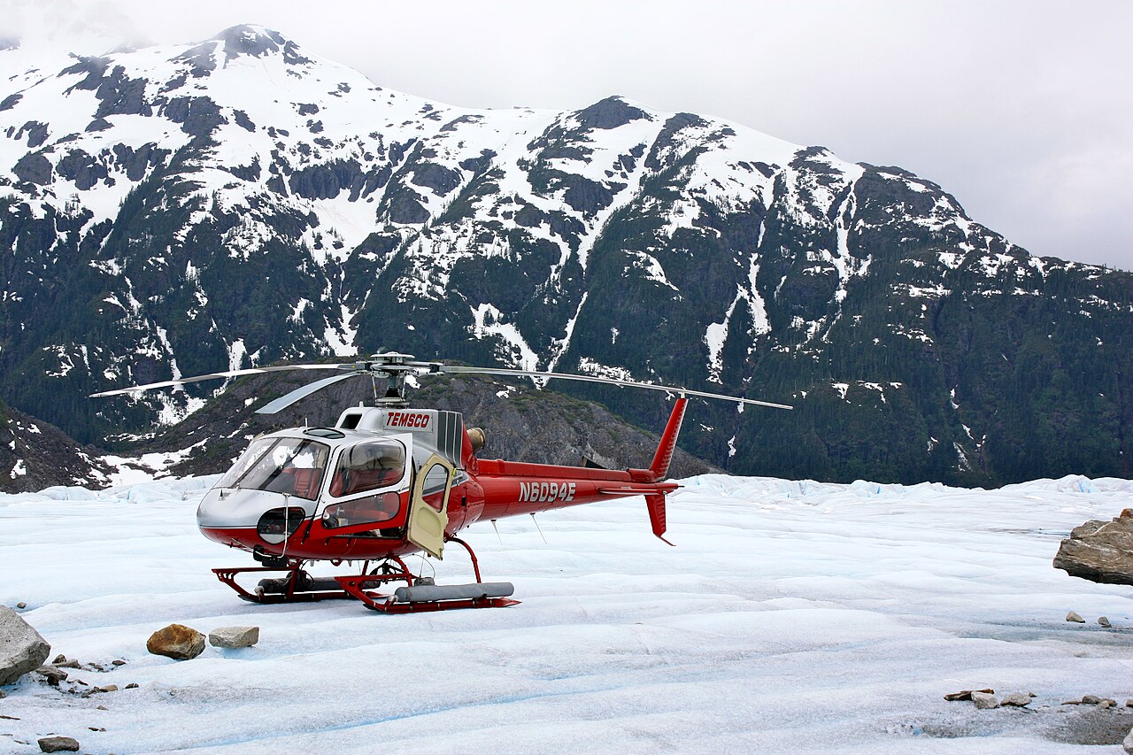 Floatplane moored outside historic Taku Glacier Lodge